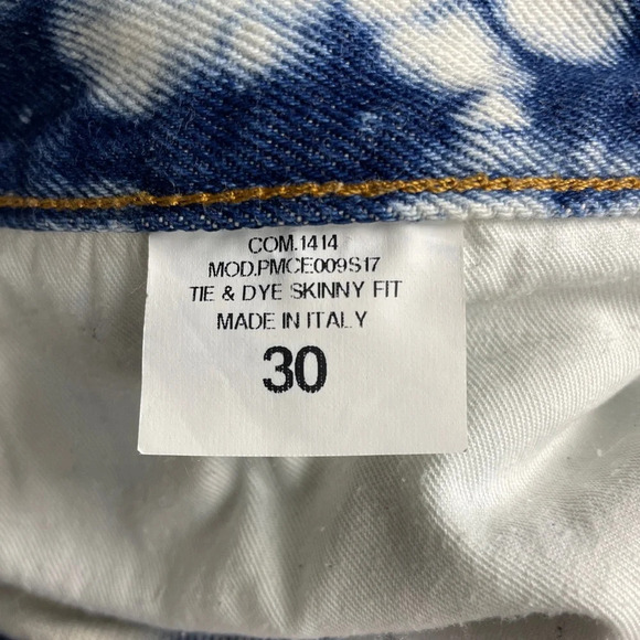 Palm Angels Jeans Tie & Dye Skinny Fit 30/30 Destroyed Blue White Button Fly - Picture 12 of 16